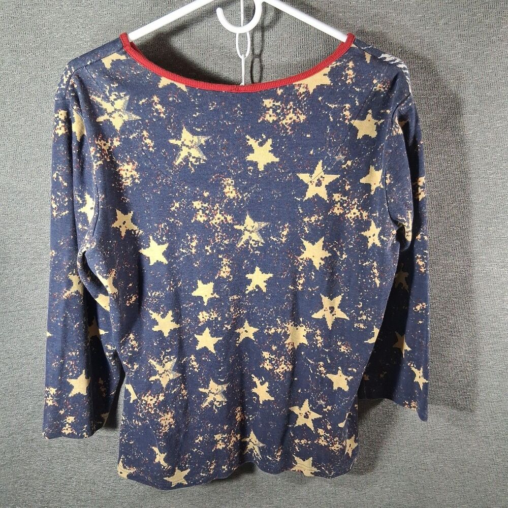 Jason Maxwell Womens Large L Patriotic Fireworks Stars America Top Sparkle Vtg - Picture 6 of 6